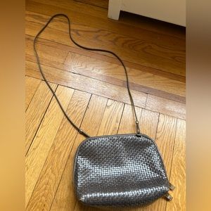 Taupe / brown / gray crossbody with silver details